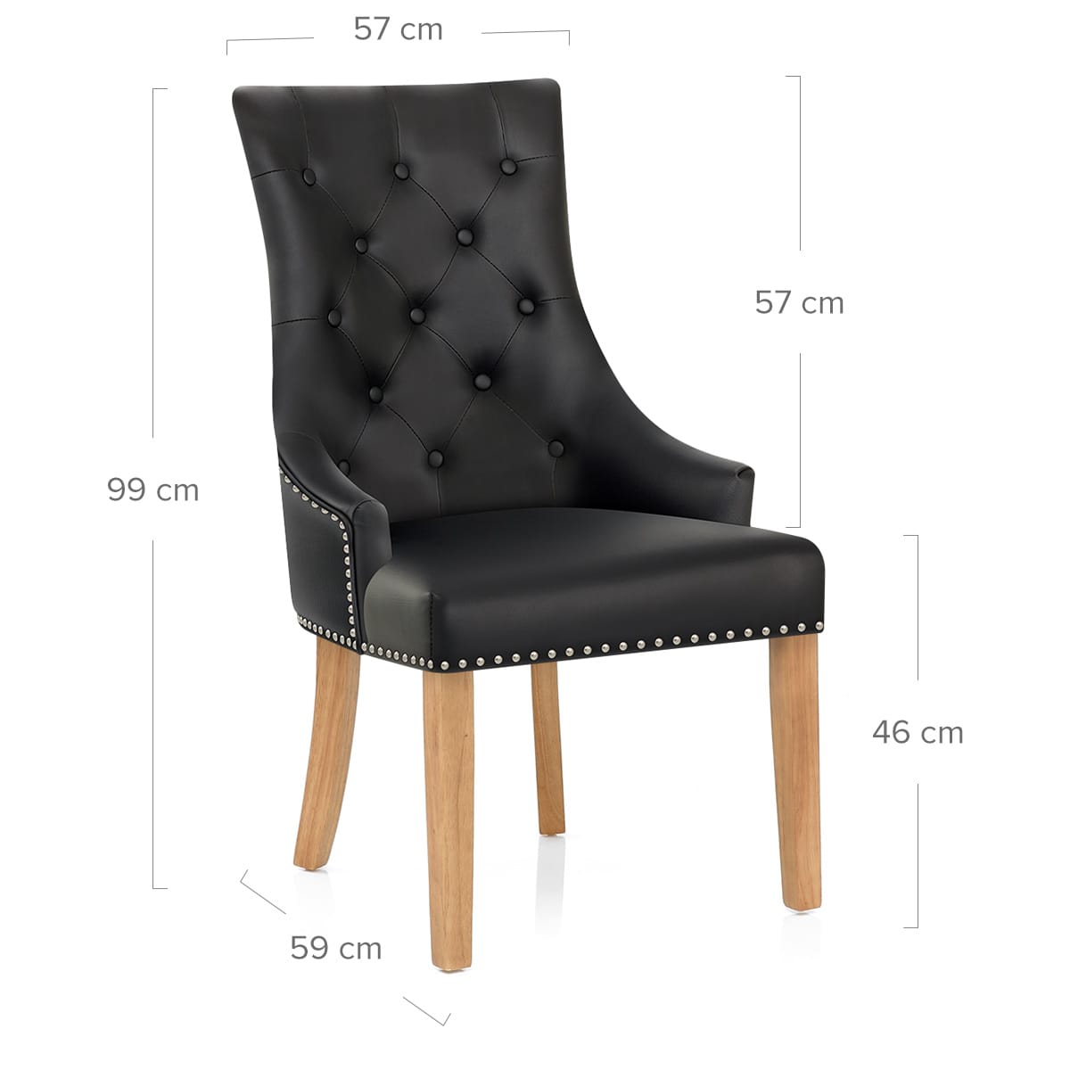 Sedia Pelle Rigenerata Quercia - Ascot Nero