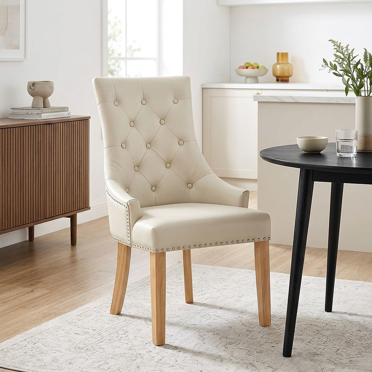 Sedia Pelle Rigenerata Quercia - Ascot Crema