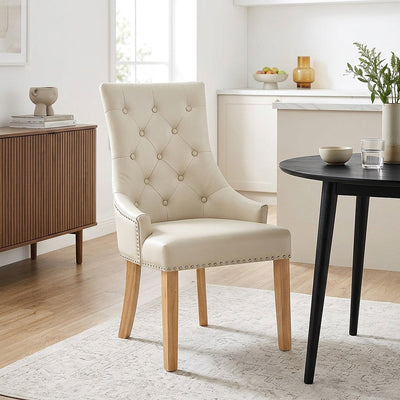 Sedia Pelle Rigenerata Quercia - Ascot Crema