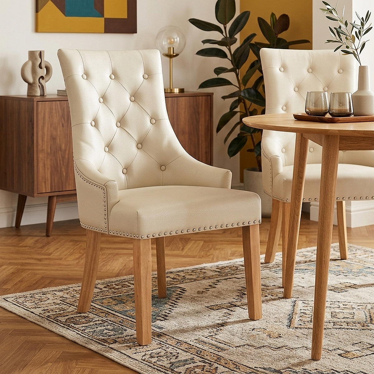 Sedia Pelle Rigenerata Quercia - Ascot Crema