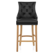 Sgabello Pelle Rigenerata Quercia - Ascot Nero