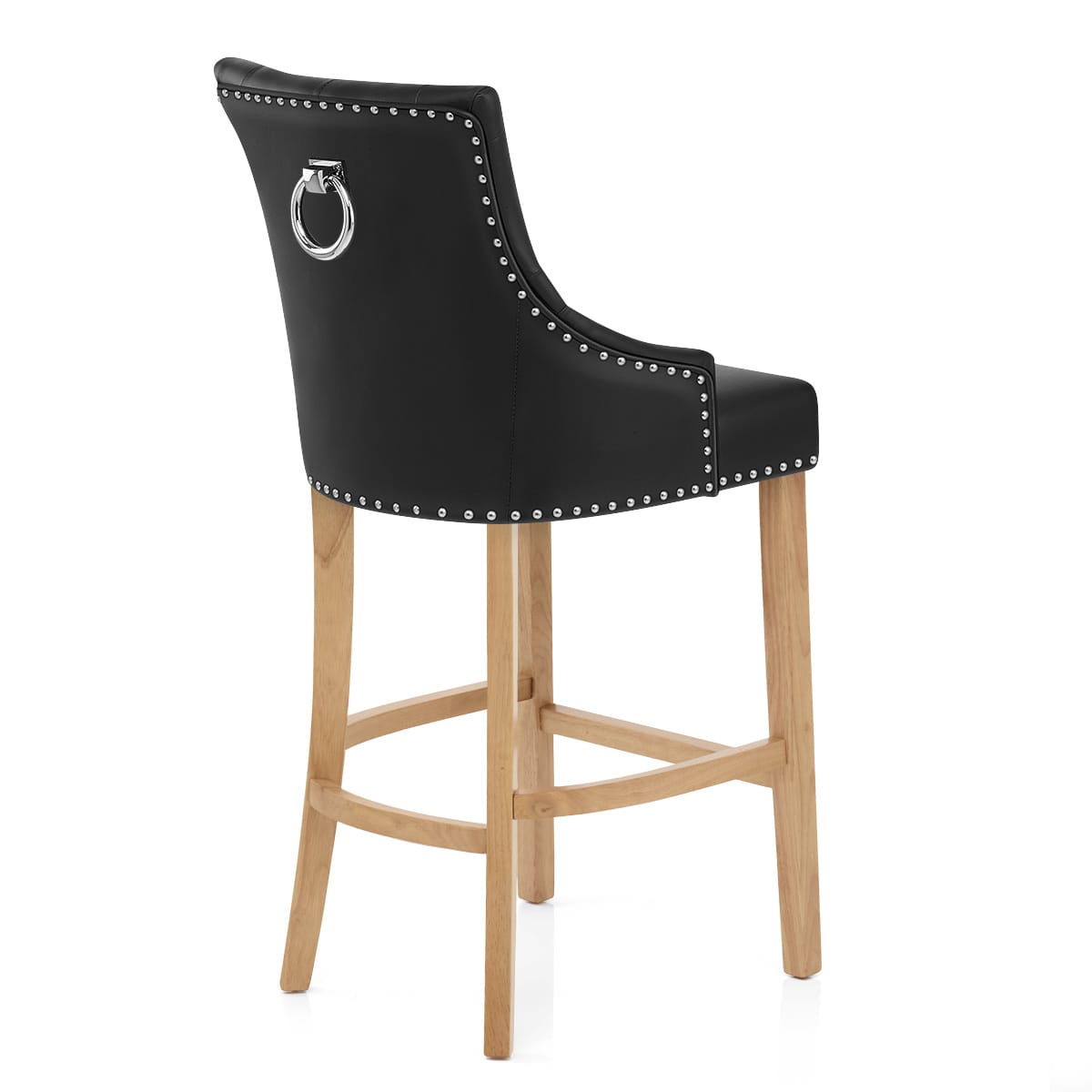 Sgabello Pelle Rigenerata Quercia - Ascot Nero