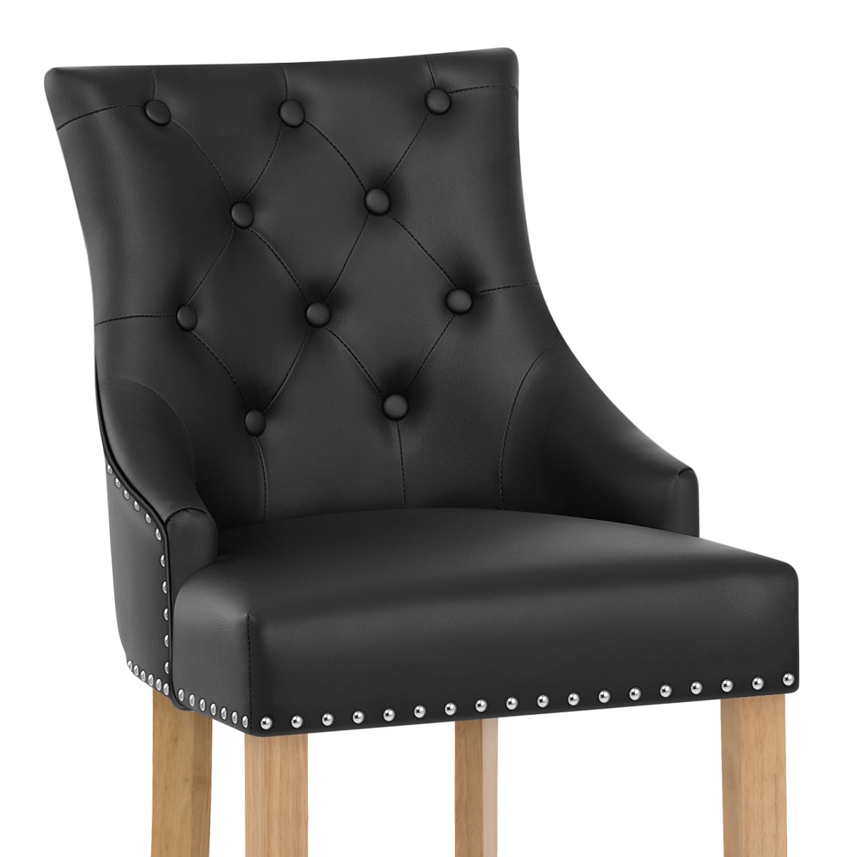 Sgabello Pelle Rigenerata Quercia - Ascot Nero