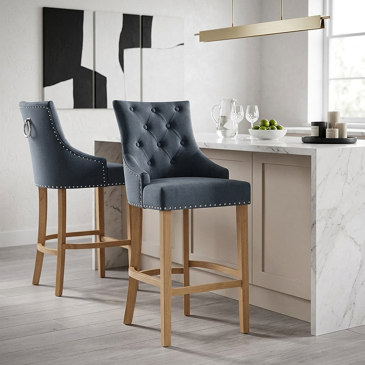 Sgabello Tessuto Quercia - Ascot Blu