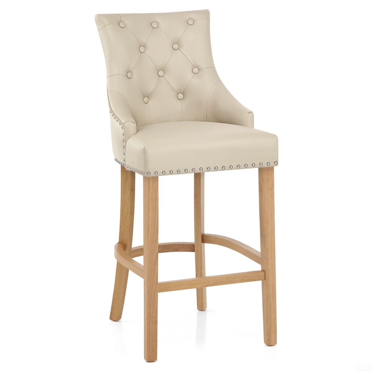 Sgabello Pelle Rigenerata Quercia - Ascot Crema