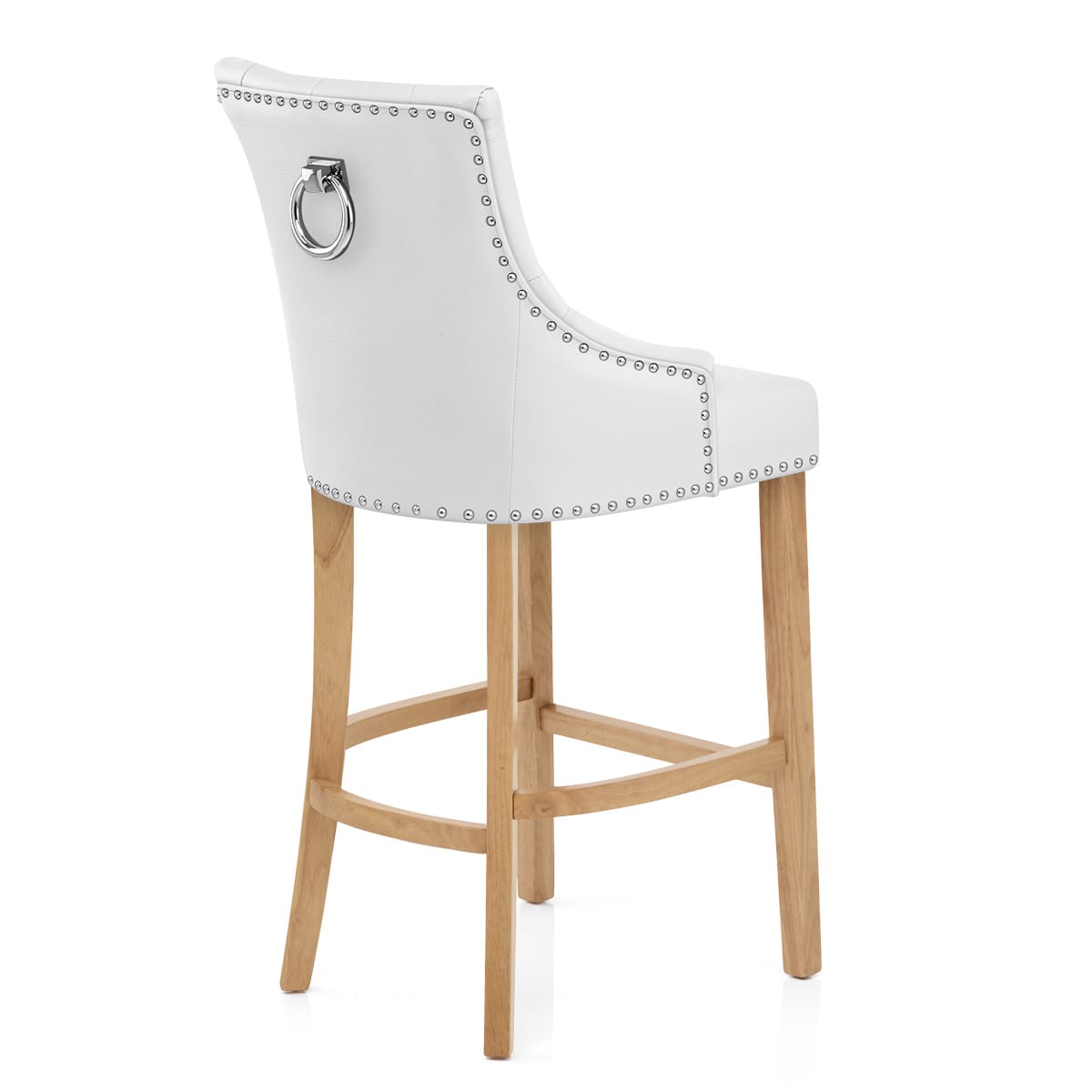 Sgabello Pelle Rigenerata Quercia - Ascot Bianco