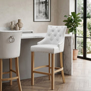 Sgabello Pelle Rigenerata Quercia - Ascot Bianco