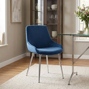 Sedia Velluto Cromato - Aston Blu