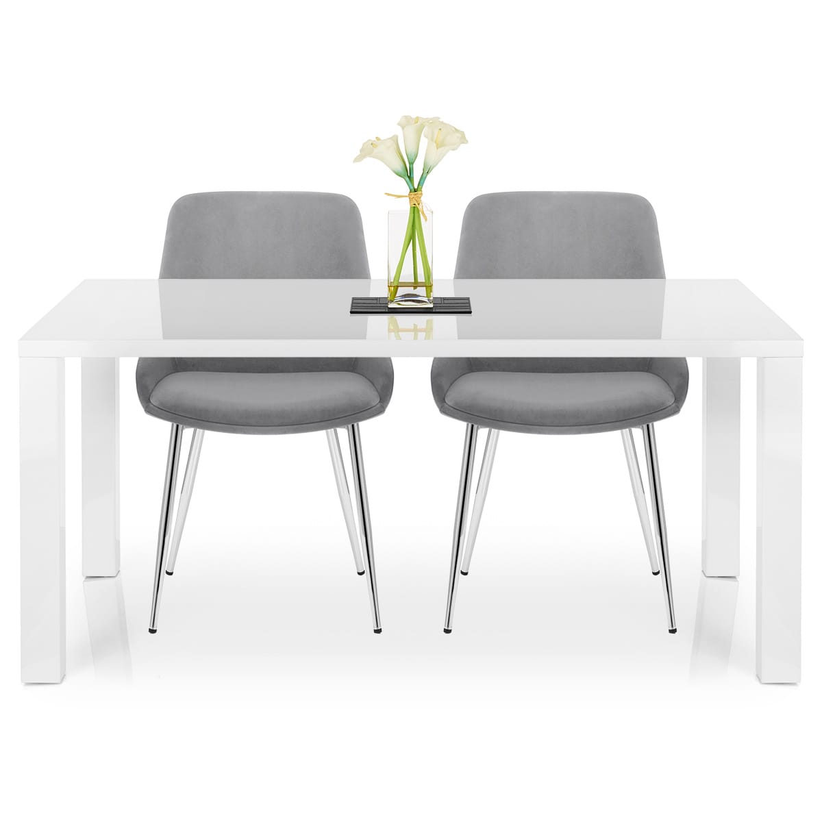 Sedia Velluto Cromato - Aston Grigio