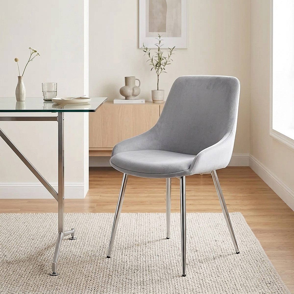 Sedia Velluto Cromato - Aston Grigio