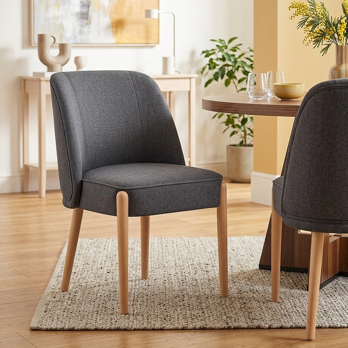 Sedia Tessuto Legno - Avon Grigio Scuro