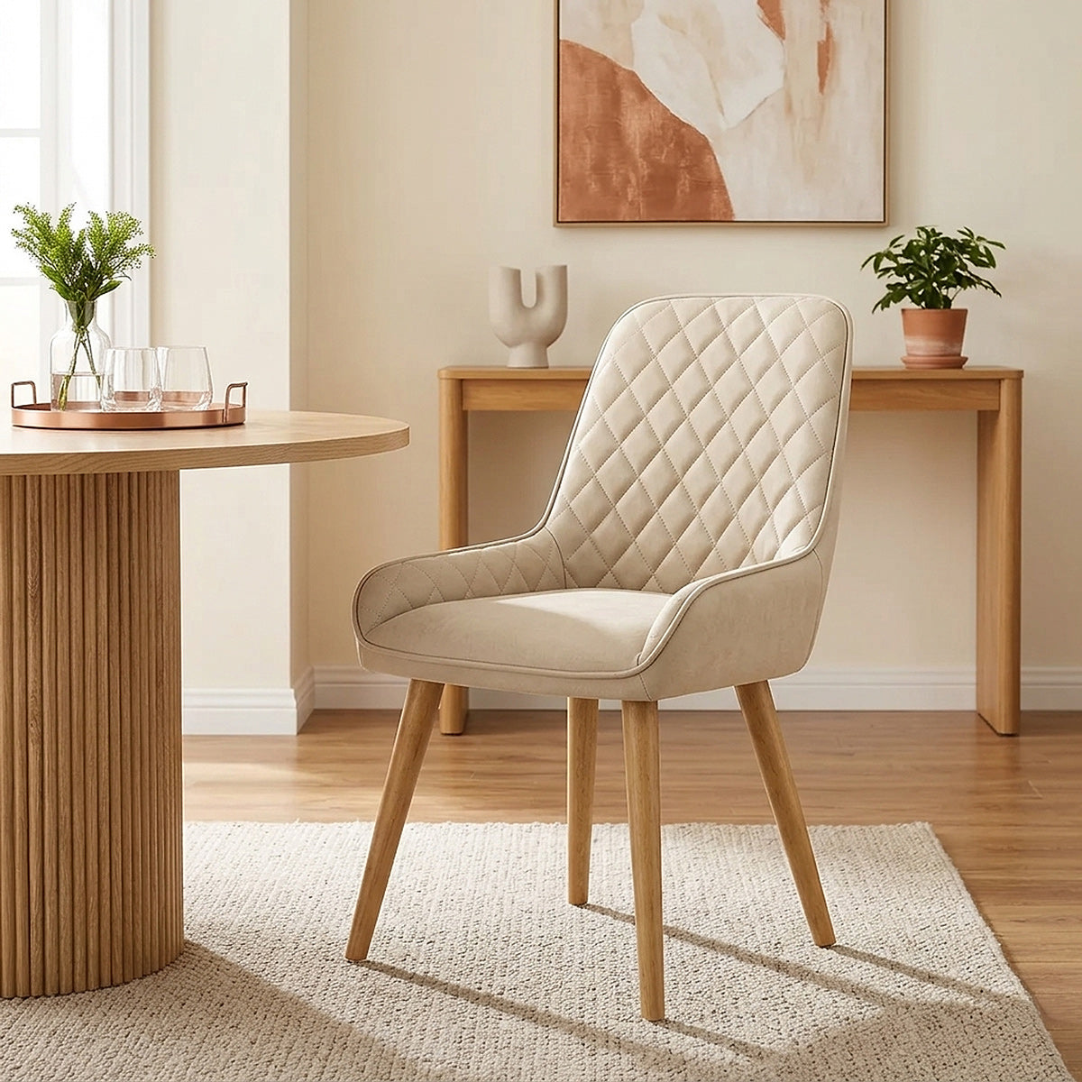 Sedia da Pranzo Ecopelle Legno - Azure Crema