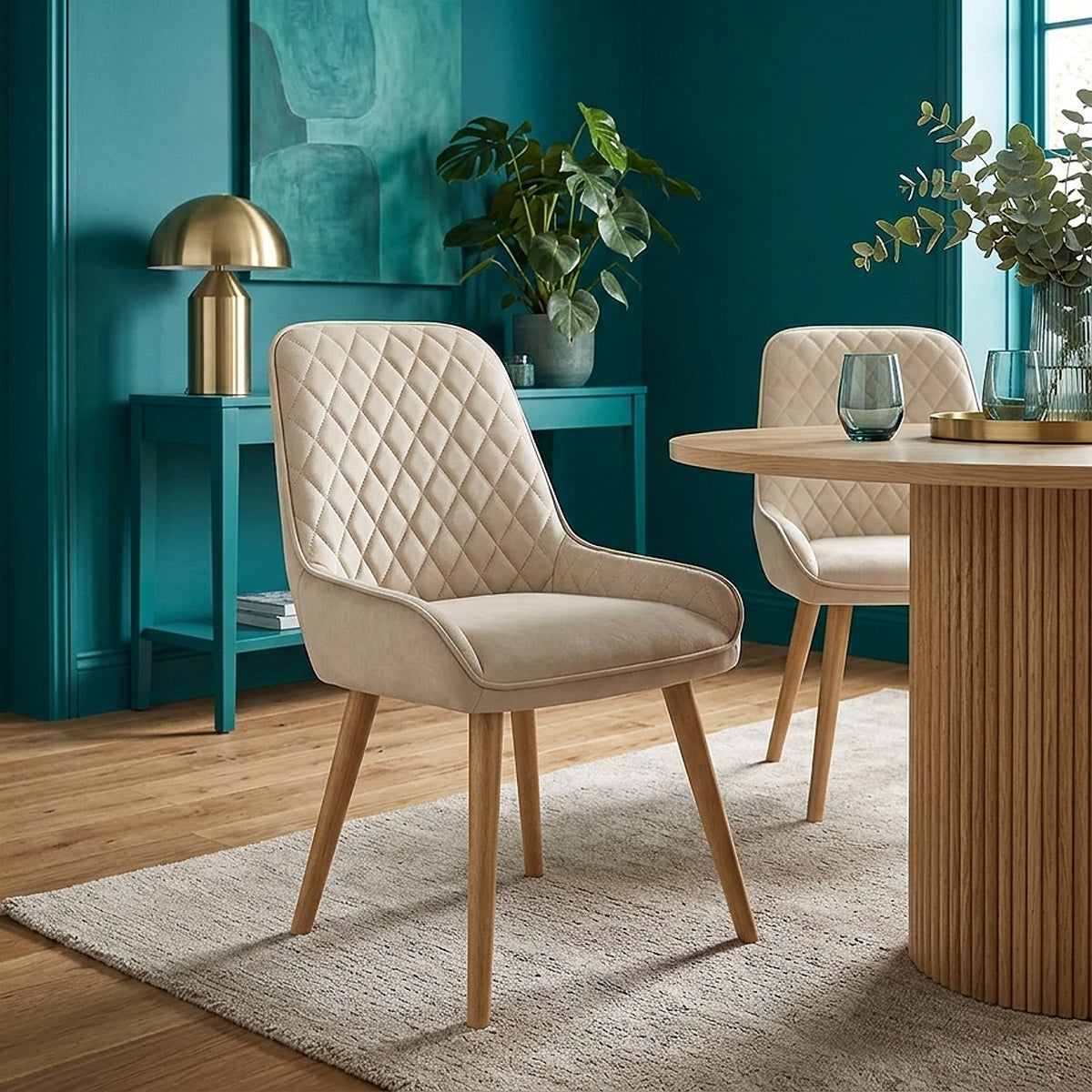 Sedia da Pranzo Ecopelle Legno - Azure Crema