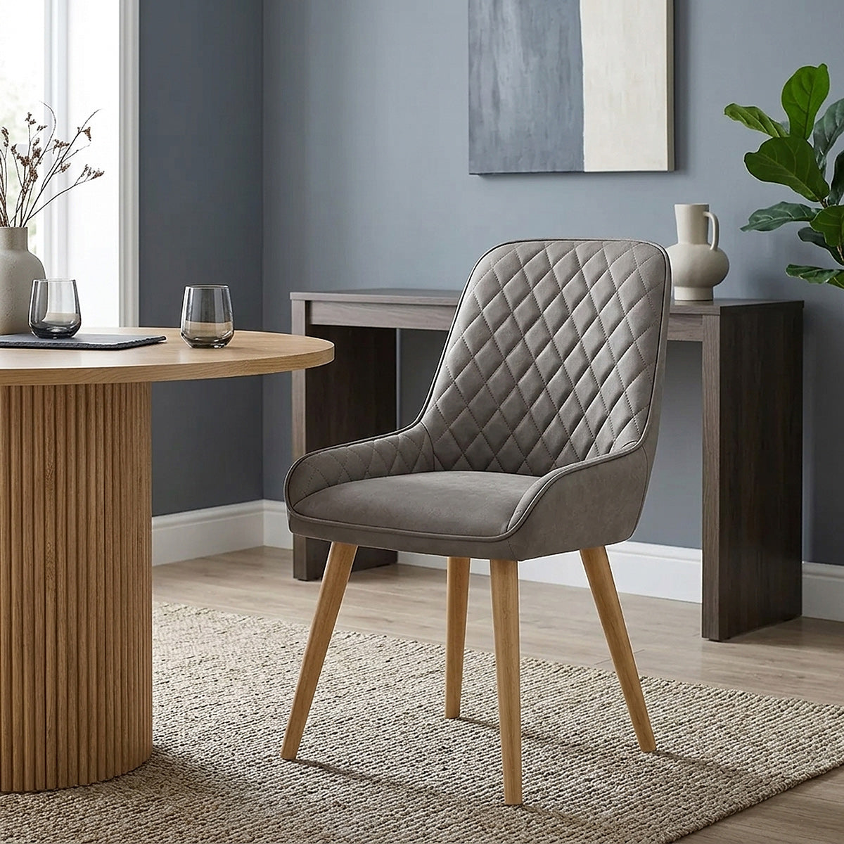 Sedia da Pranzo Ecopelle Legno - Azure Grigio