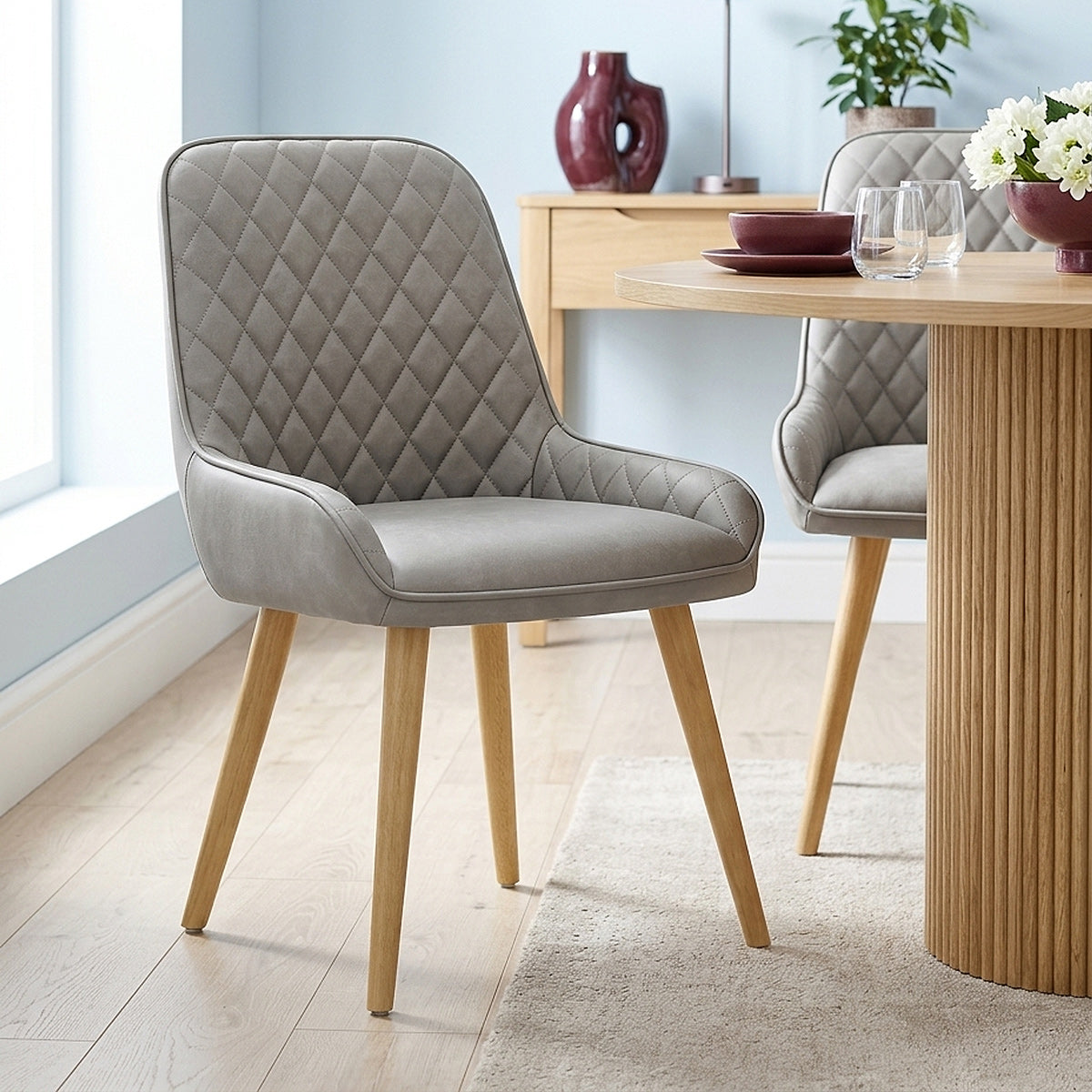 Sedia da Pranzo Ecopelle Legno - Azure Grigio