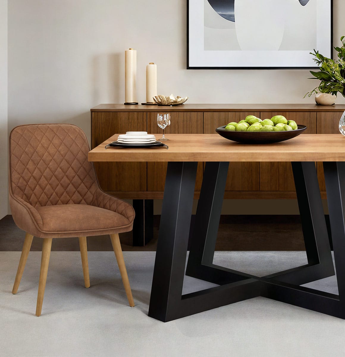 Sedia da Pranzo Ecopelle Legno - Azure Marrone
