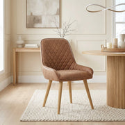 Sedia da Pranzo Ecopelle Legno - Azure Marrone