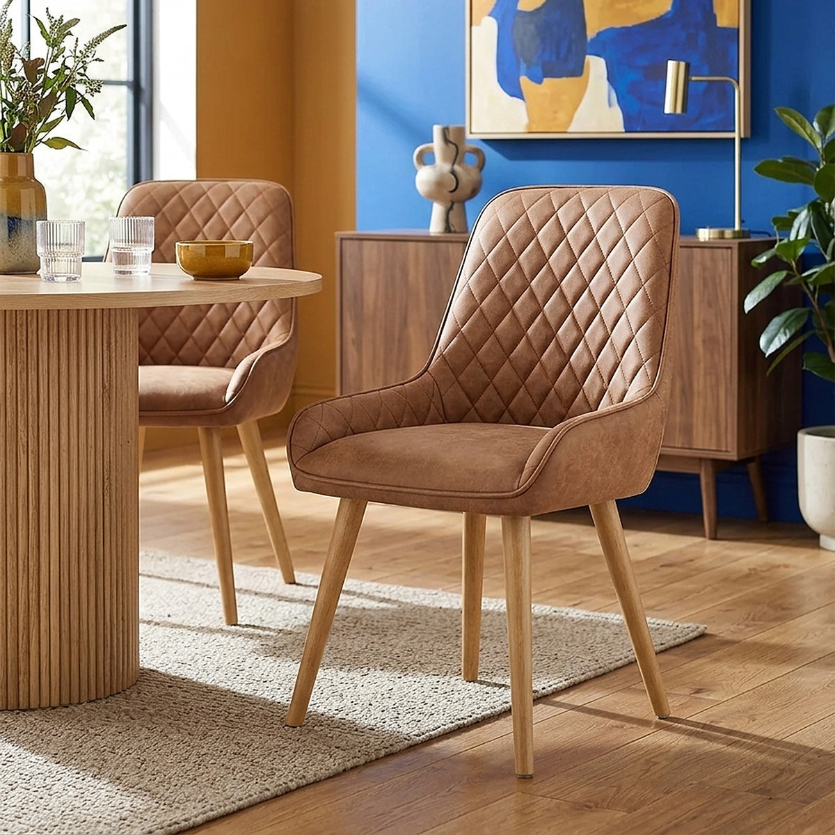 Sedia da Pranzo Ecopelle Legno - Azure Marrone