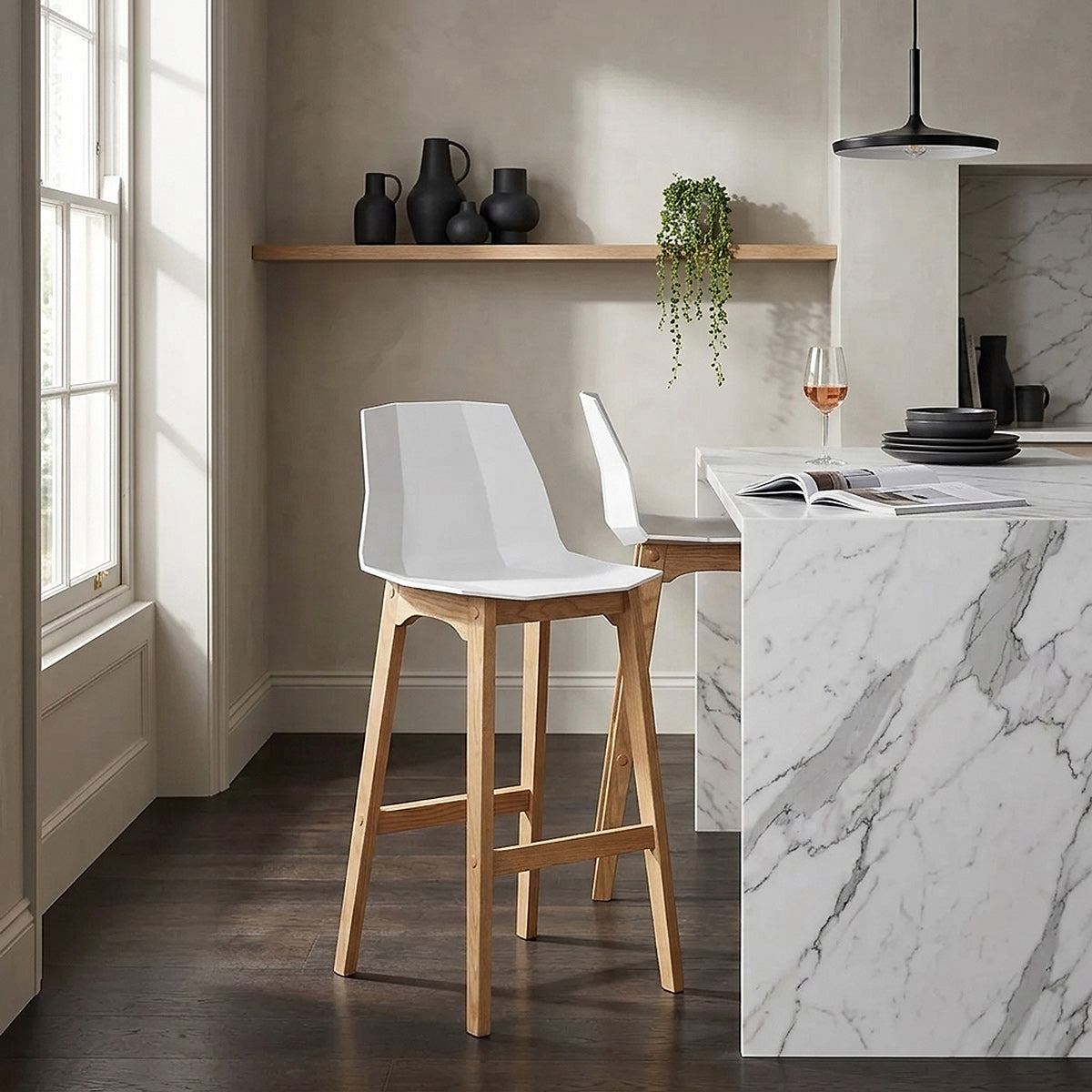 Sgabello Rovere - Bali Bianco