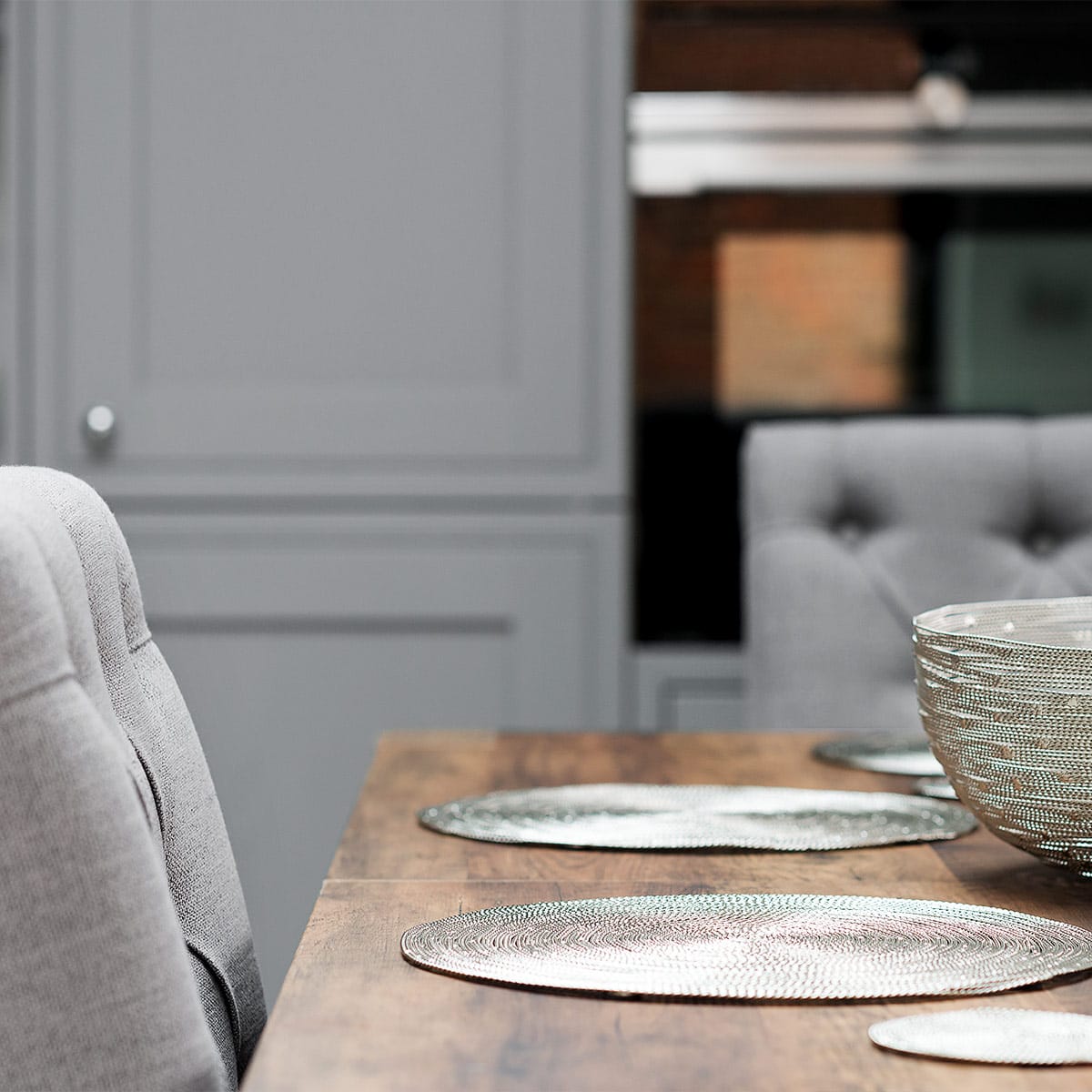 Sedie Quercia Tessuto - Barrington Grigio