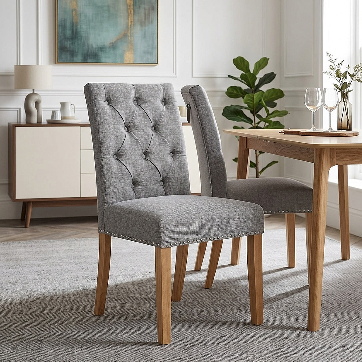 Sedie Quercia Tessuto - Barrington Grigio