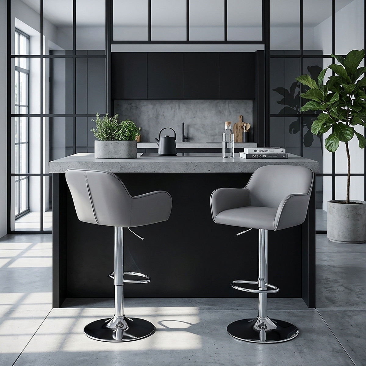 Sgabello Ecopelle Satinato - Berlin Grigio