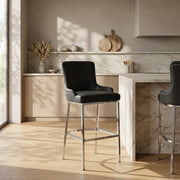 Sgabello Ecopelle Cromato - Bliss Nero