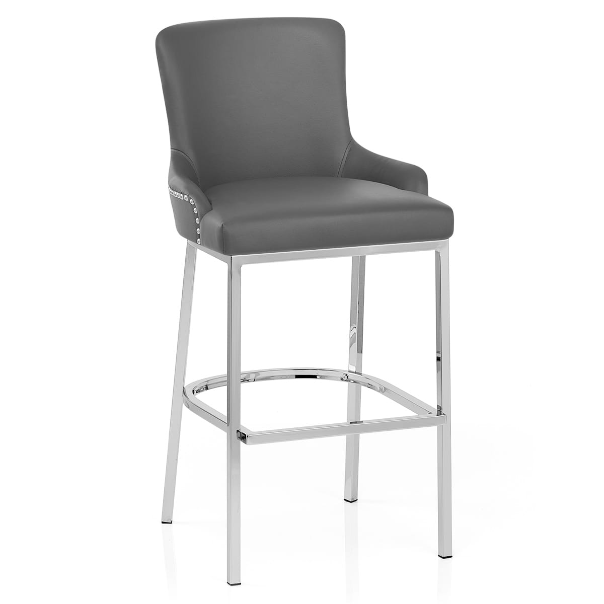 Sgabello Ecopelle Cromato - Bliss Grigio