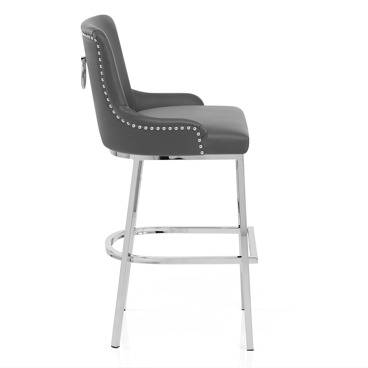 Sgabello Ecopelle Cromato - Bliss Grigio