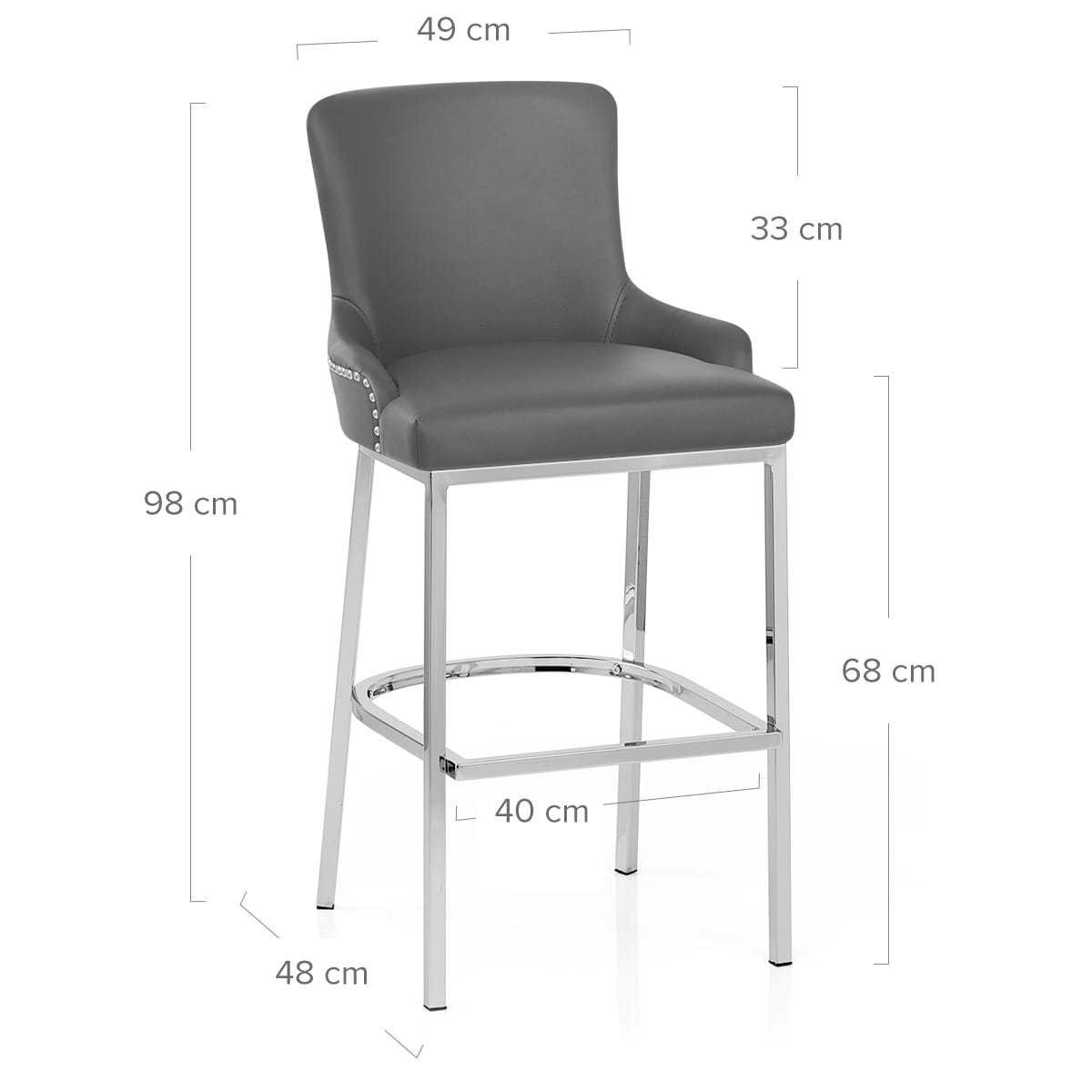 Sgabello Ecopelle Cromato - Bliss Grigio
