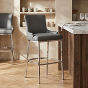 Sgabello Ecopelle Cromato - Bliss Grigio