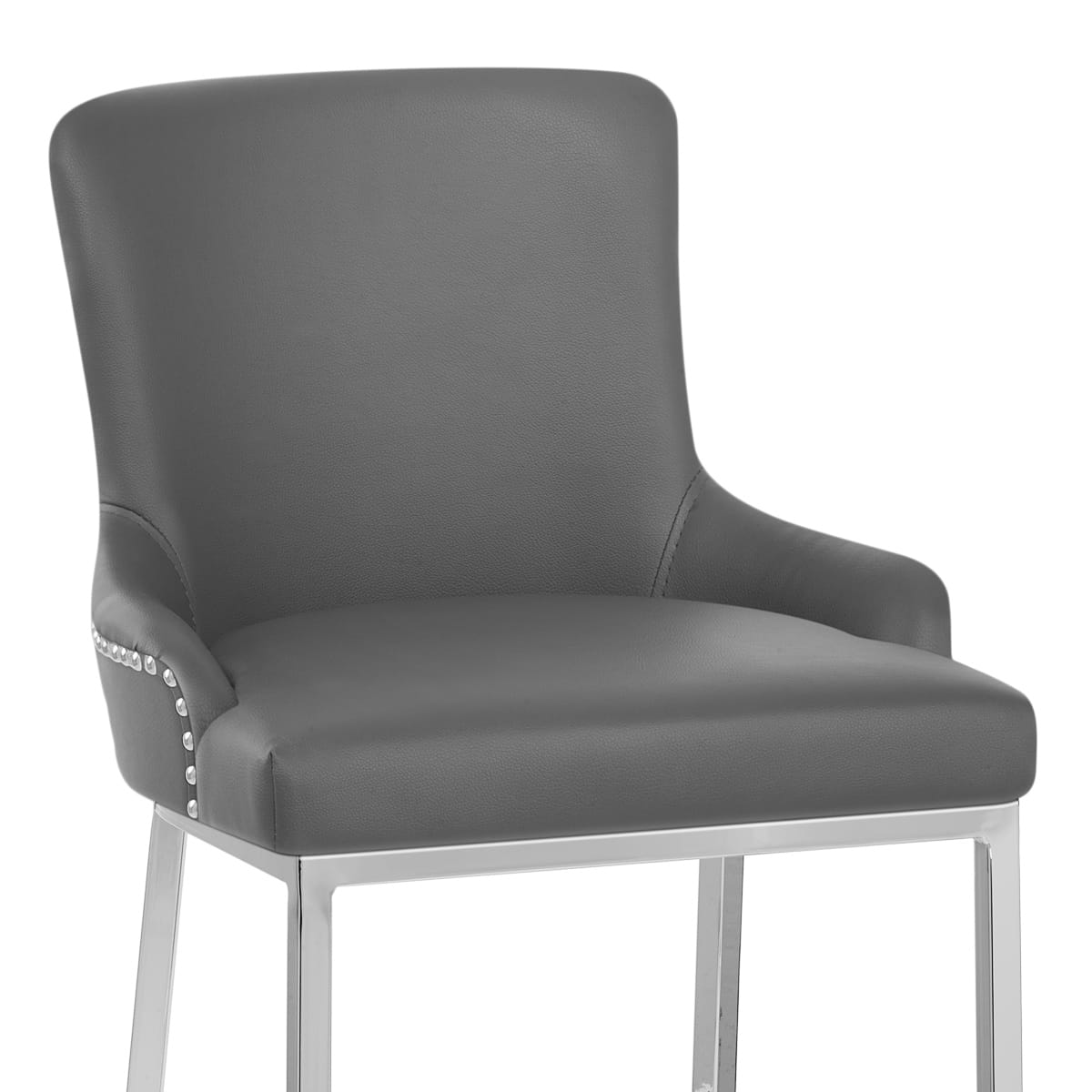 Sgabello Ecopelle Cromato - Bliss Grigio