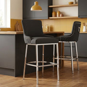 Sgabello Tessuto Cromato - Blush Grigio scuro