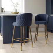 Sgabello Tessuto Legno - Boston Blu