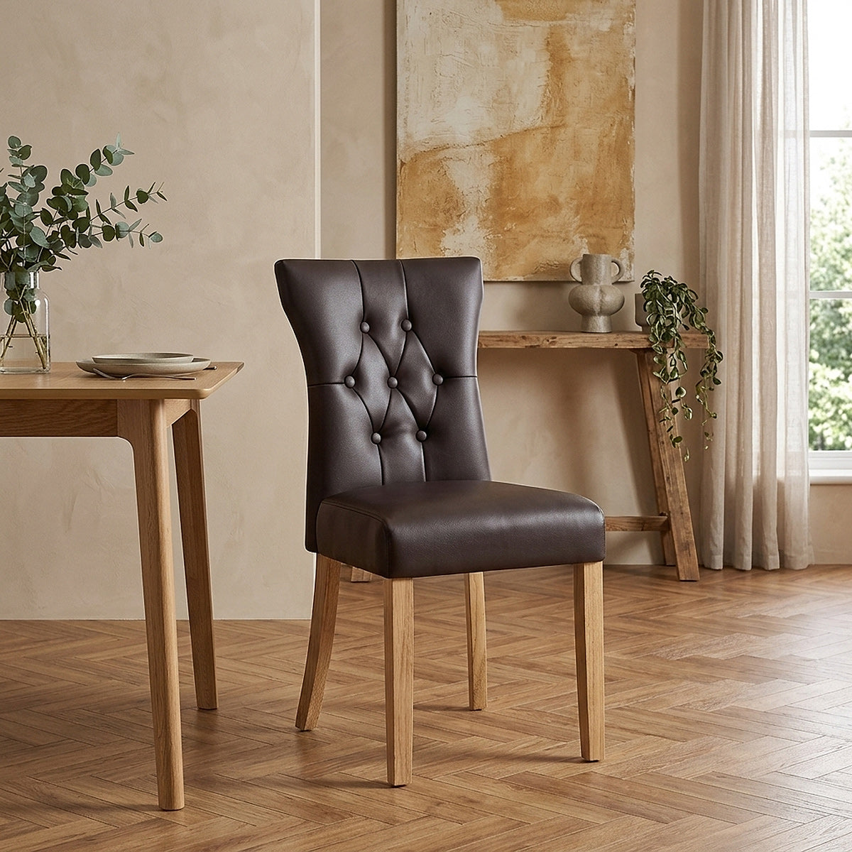 Sedia Ecopelle Legno - Bradbury Marrone
