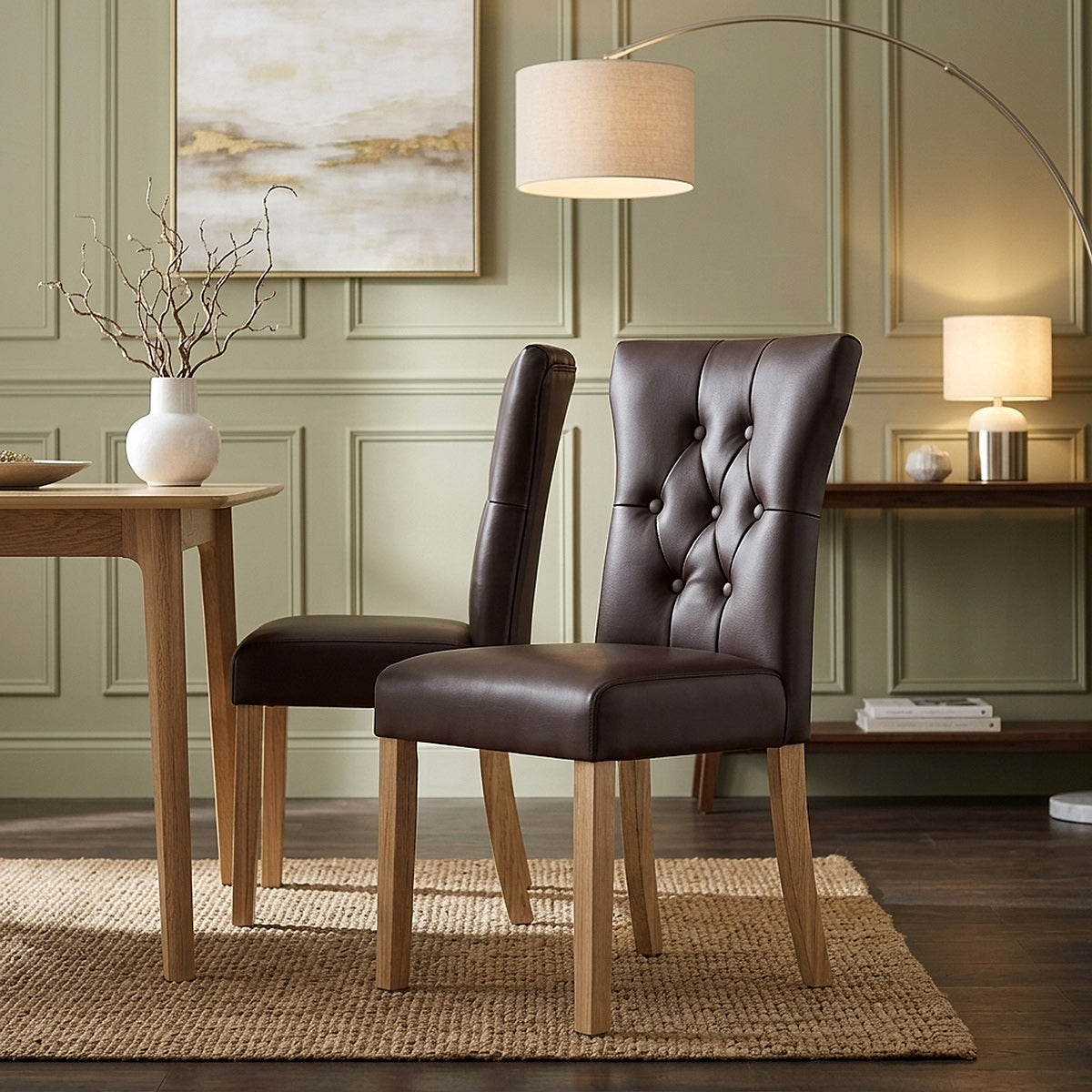 Sedia Ecopelle Legno - Bradbury Marrone