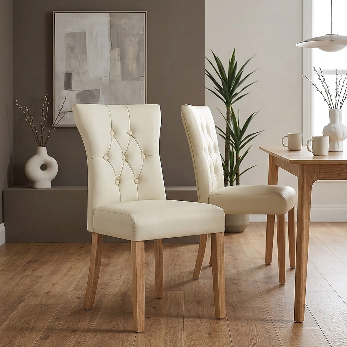 Sedia Ecopelle Legno - Bradbury Crema