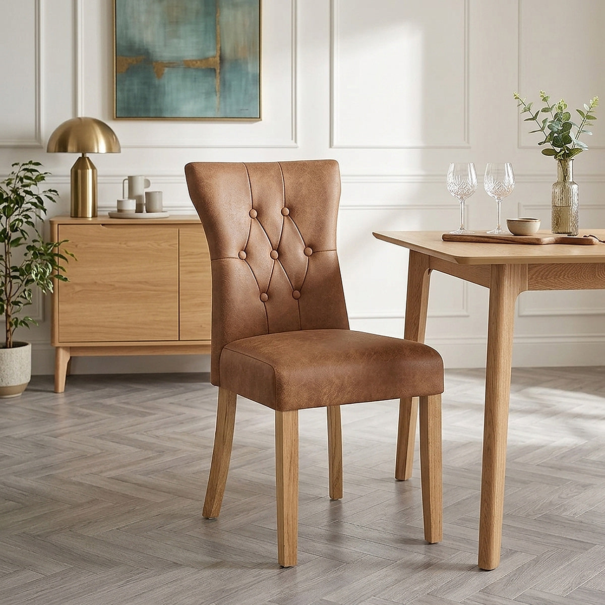 Sedia Ecopelle Legno - Bradbury Marrone Antiguo