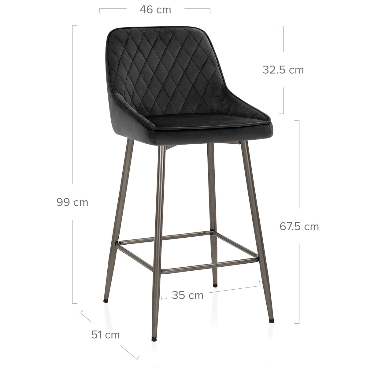 Sgabello Velluto - Brisbane Nero