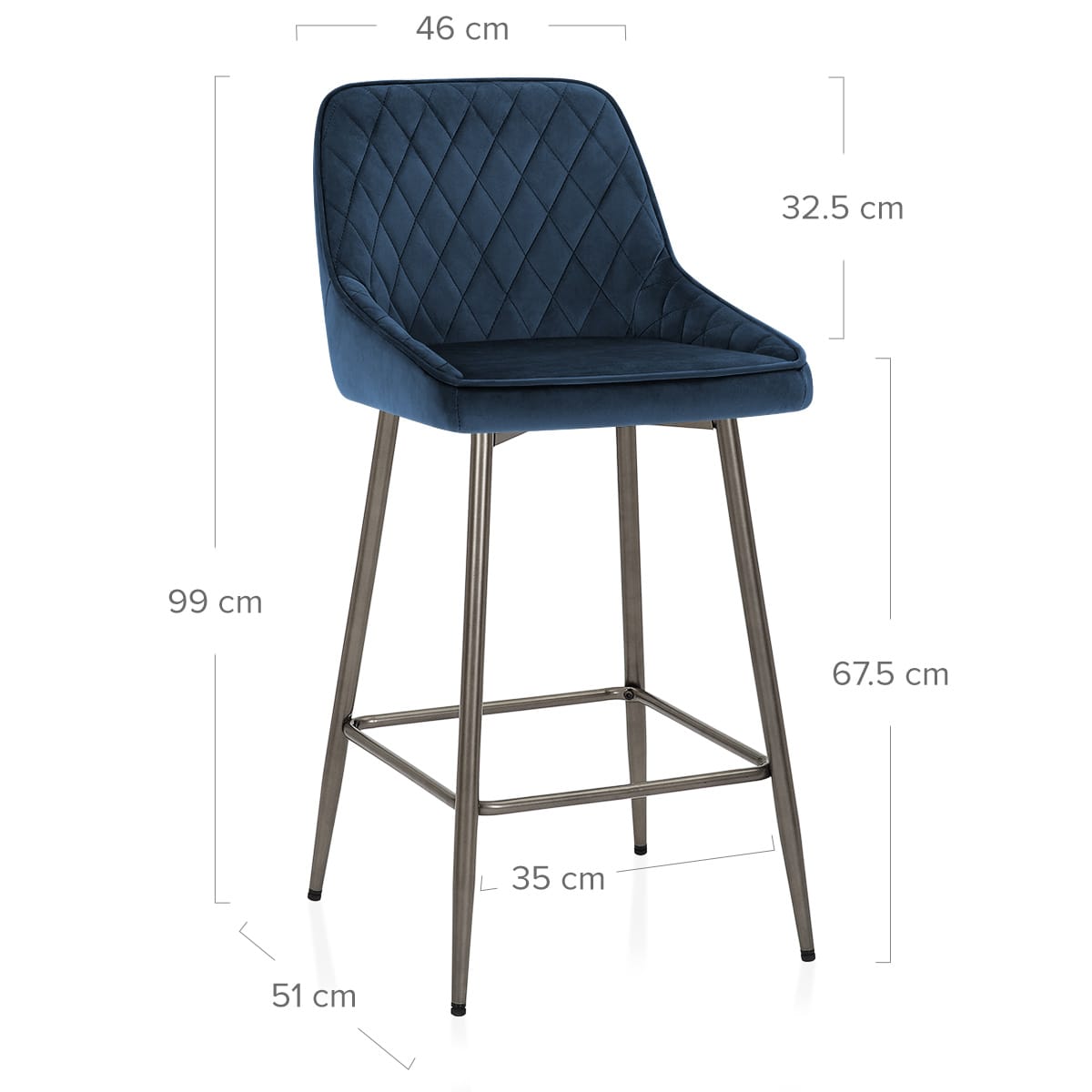 Sgabello Velluto - Brisbane Blu