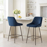 Sgabello Velluto - Brisbane Blu