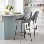 Sgabello Velluto - Brisbane Grigio