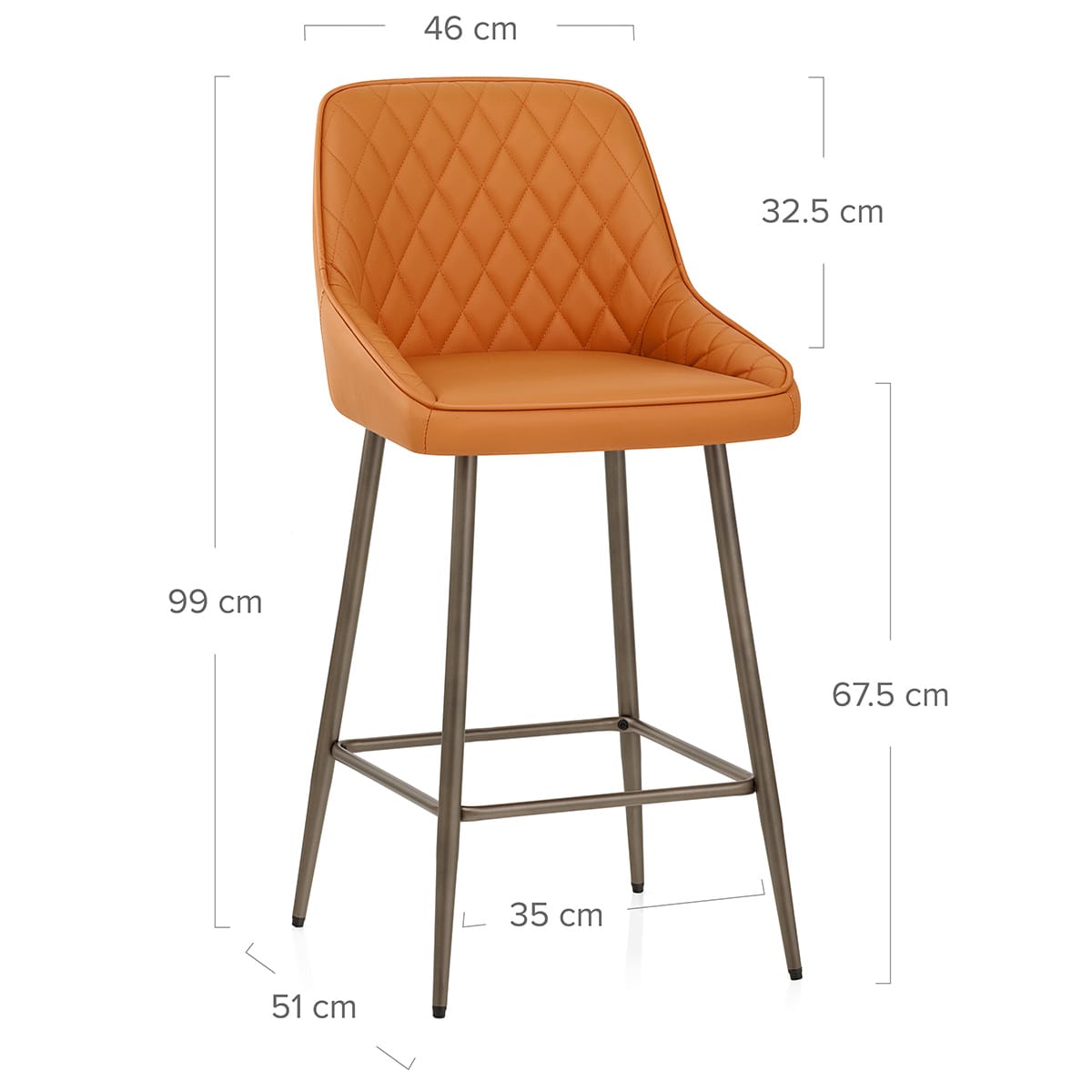 Sgabello Vera Pelle - Brisbane Arancione