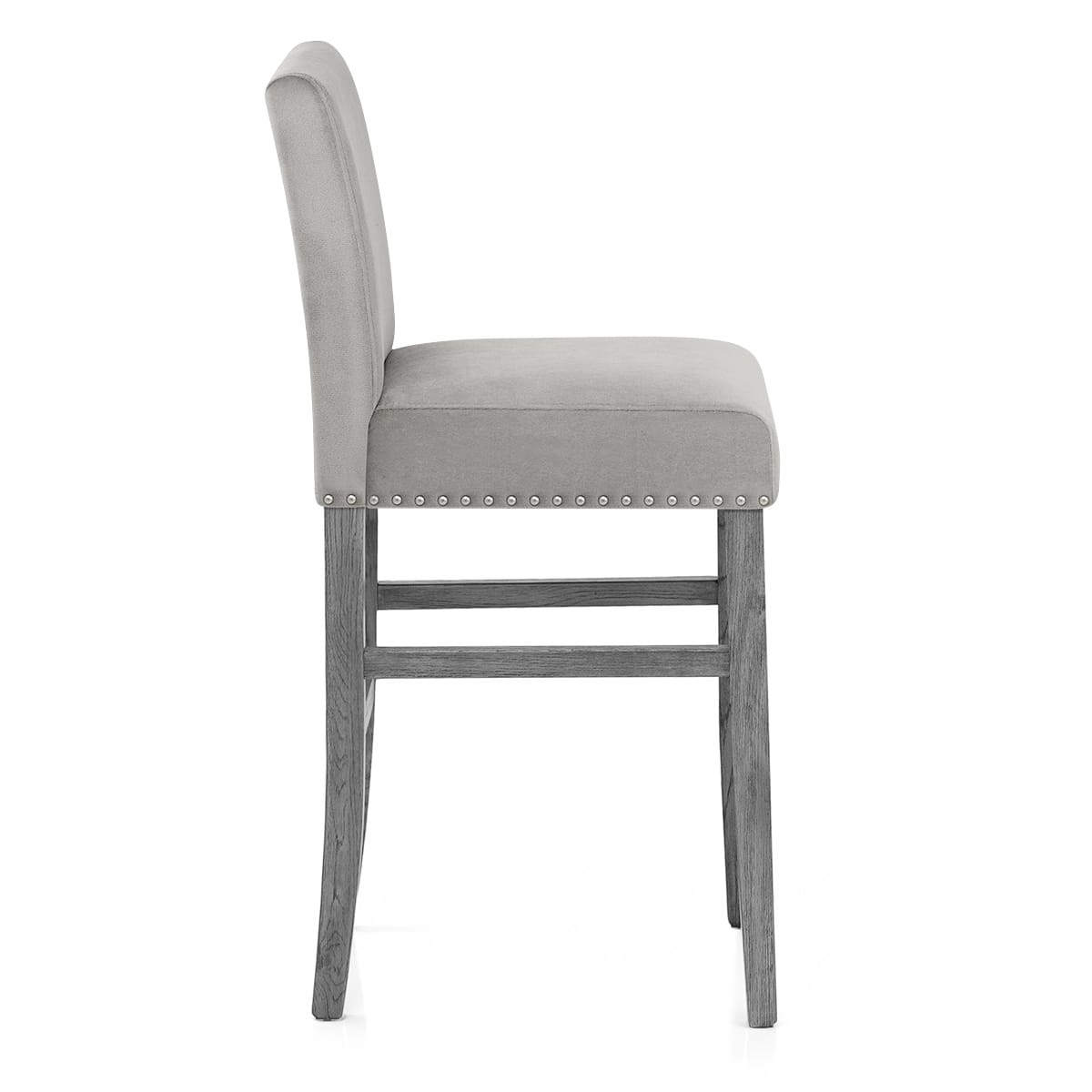 Sgabello Legno Velluto - Brunswick Grigio