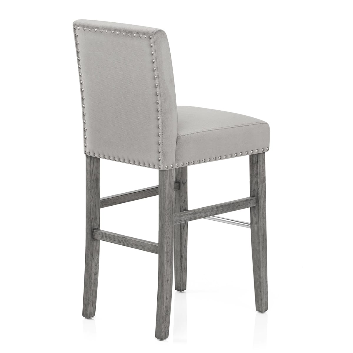 Sgabello Legno Velluto - Brunswick Grigio