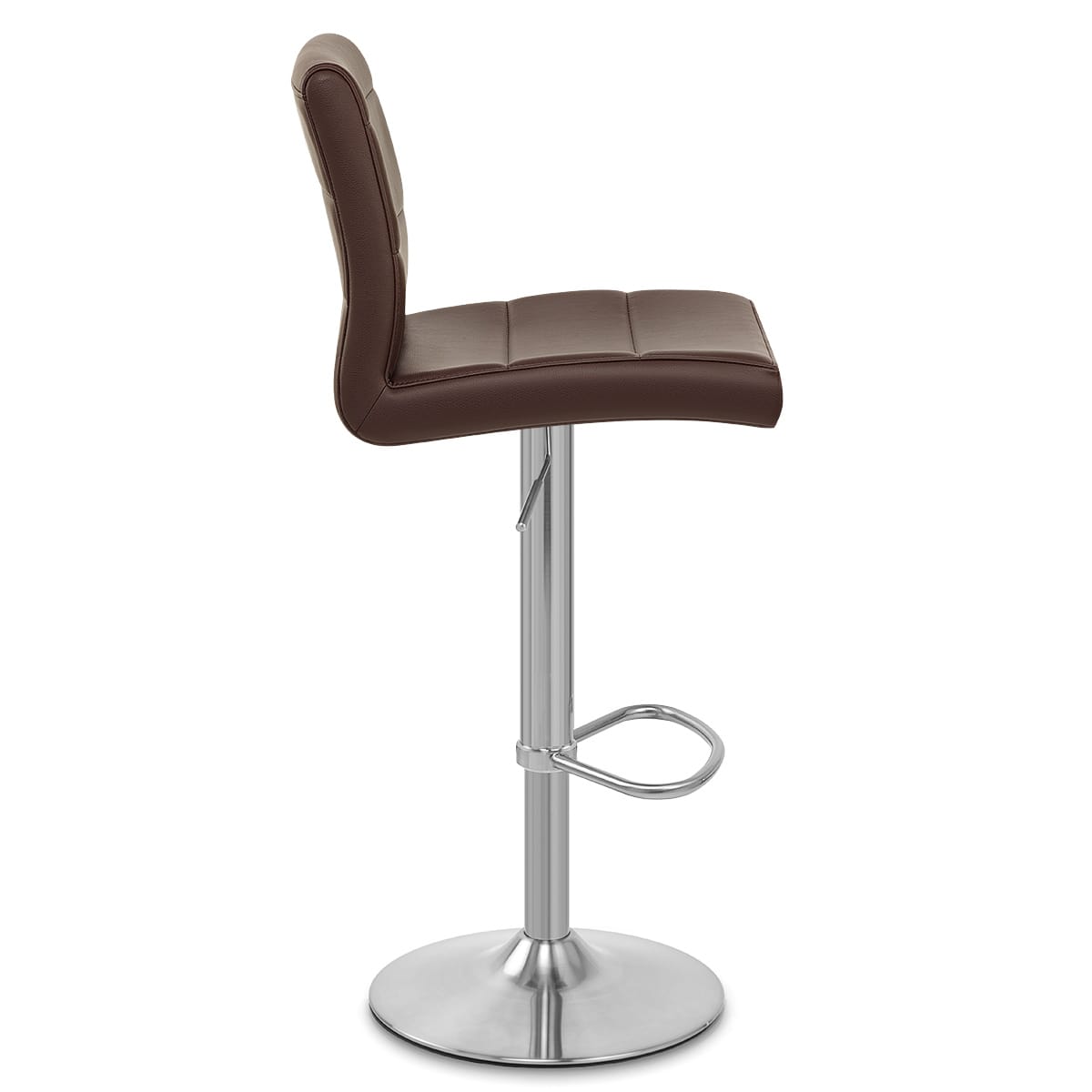 Sgabello Ecopelle Cromo Satinato - Breakfast Marrone