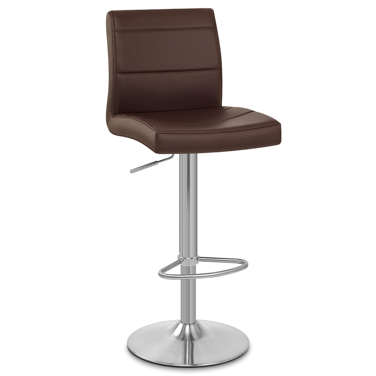 Sgabello Ecopelle Cromo Satinato - Breakfast Marrone
