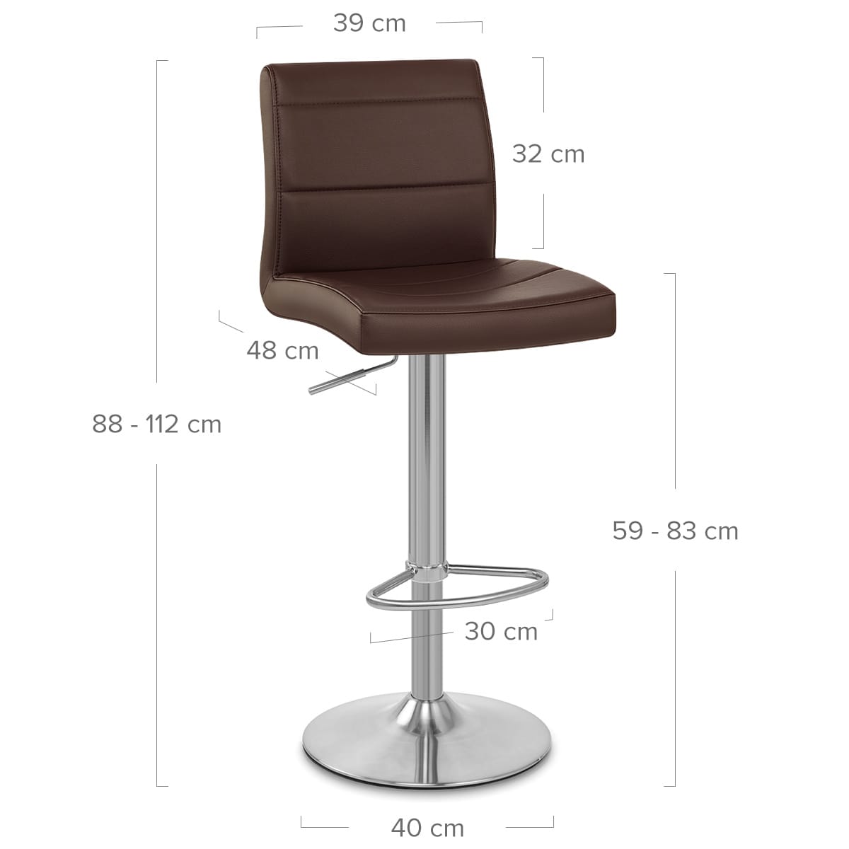 Sgabello Ecopelle Cromo Satinato - Breakfast Marrone