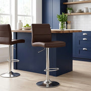 Sgabello Ecopelle Cromo Satinato - Breakfast Marrone