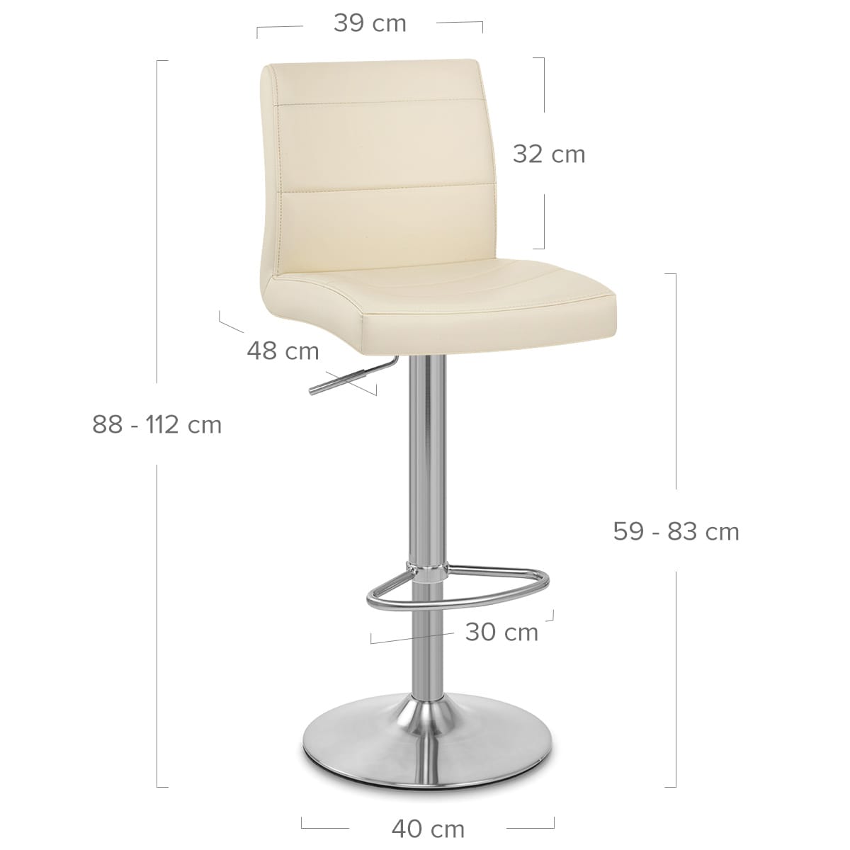 Sgabello Ecopelle Cromo Satinato - Breakfast Crema